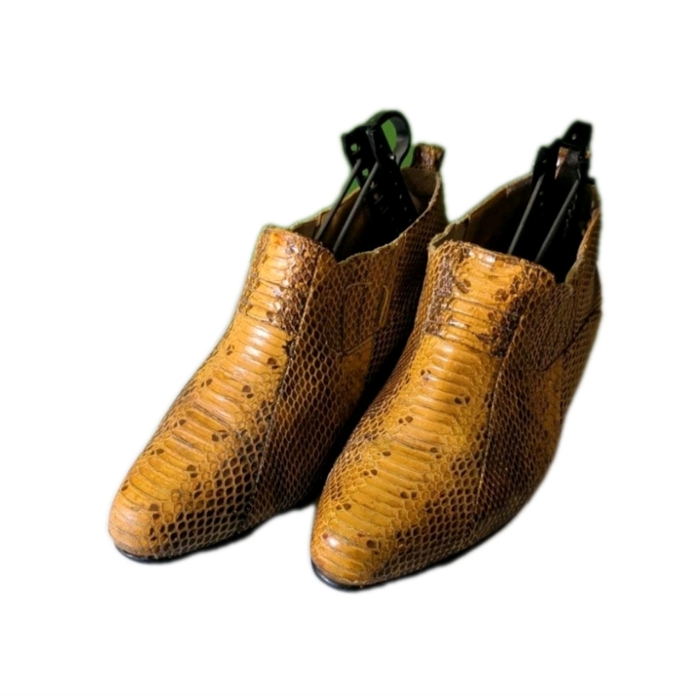 Giorgio Brutini Mens Genuine Snake Skin short Boot Western Cowboy Size 8 Brown